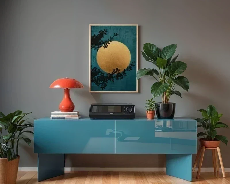 Póster decorativo A3 – Luna dorada y follaje, estilo japonés – photo 3